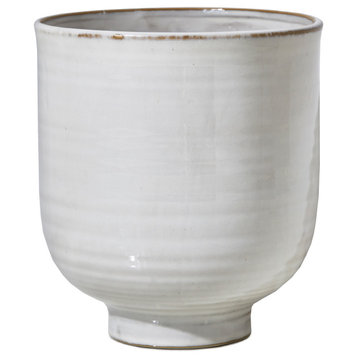 Large Glazed Ceramic Pedestal Bowl, 7"