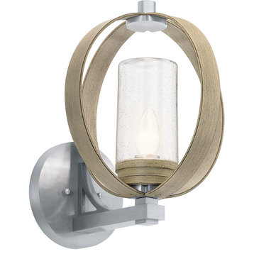 Grand Bank 1 Light Outdoor Wall Light, Distressed Antique Gray, 12"