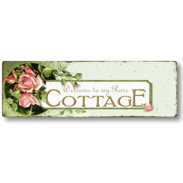 Vintage-Style Rose Cottage Welcome Sign