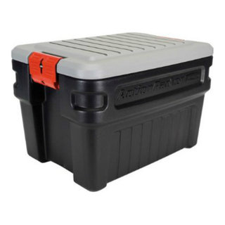 Rubbermaid ActionPacker Lockable Storage Box, 8 Gallon, Grey and Black  (1949040)