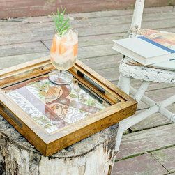 "Pacte Serving Tray" Monogram Antique Mirror - Serving Trays