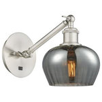 Innovations Lighting - Innovations Lighting 317-1W-SN-G93 Fenton, 1 Light Wall In Art Nouveau S - The Fenton 1 Light Sconce is part of the BallstonFenton 1 Light Wall  Brushed Satin NickelUL: Suitable for damp locations Energy Star Qualified: n/a ADA Certified: n/a  *Number of Lights: 1-*Wattage:100w Incandescent bulb(s) *Bulb Included:No *Bulb Type:Incandescent *Finish Type:Brushed Satin Nickel