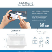 Jackson Matte Black Fireclay 25" Single Bowl Drop-In Kitchen Sink with 3 Holes