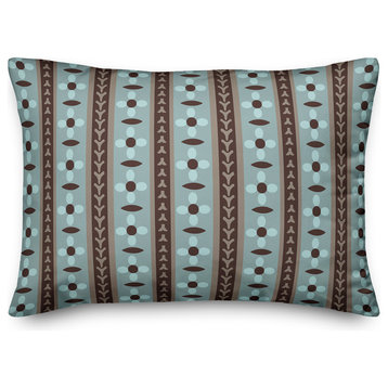 Folk Flower Pattern in Blue Throw Pillow