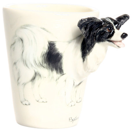 Papillon 3D Ceramic Mug, White and Black