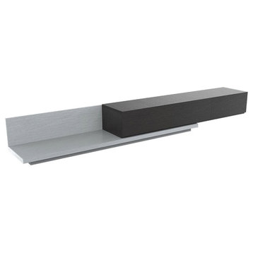 Modern Extendable TV Stand Black and Gray Media Console with 3-Drawer