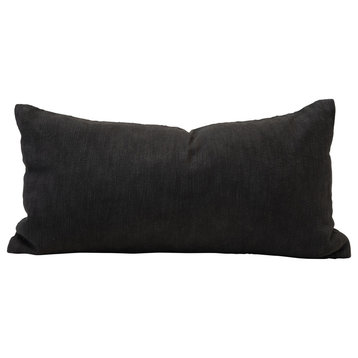 Woven Cotton Lumbar Pillow With Appliqued Design, Black/White