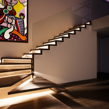 ZIG ZAG with LED - helical stair, going straight, illuminated, in Arezzo, Italy