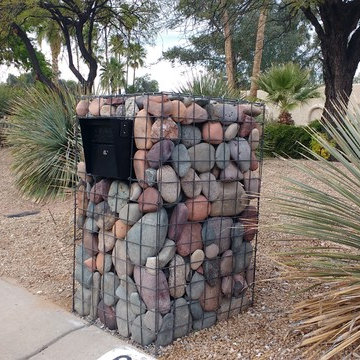 Gabion Mailbox with River Rock