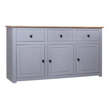 vidaXL Sideboard Storage Kitchen Cabinet Gray Solid Wood Pine Panama Range