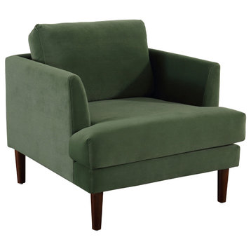 Minae Modern Contemporary Velvet Armchair, Green