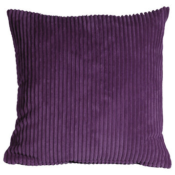 Pillow Decor - Wide Wale Corduroy 18 x 18 Throw Pillows, Purple