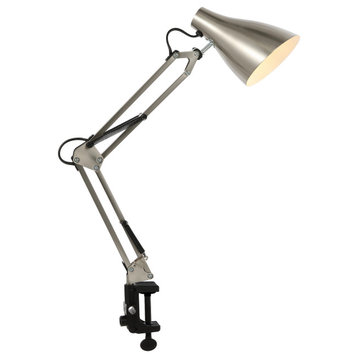 Odile 28.5" Industrial Adjustable Articulated Clamp-On LED Task Lamp, Black, Nickel