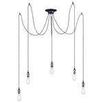 Maxim Lighting - Swagger 5-Light Pendant - As basic as it gets. A cast socket finished in Polished Chrome is mounted at the end of a black fabric cord. All but the single pendant is supplied with connectors to attach to the ceiling wich allows for customer configuration. Choose from our assortment of decorative bulbs or add the optional metal shade to complete the look.