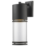 Z-Lite - Luminata 1 Light LED Outdoor Wall Sconce with Clear Cylindrical Glass Shade - Clean contemporary styling with a traditional look make these fixtures well suited for any home.  Today's contemporary homes as well as homes of the crafstmen style are particularily well suited.  These aluminum fixtures are available in black oil rubbed bronze and brushed nickel aluminum with clear glass.  Please note:  LED lights are not dimmable.