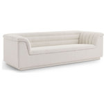 Meridian Furniture - Cascade Upholstered Set, Cream, Boucle Fabric, Sofa - Give your room a much-needed rehab when you bring home this Cascade boucle fabric sofa. The elegantly attention-grabbing design features a modern profile with curved arms deep horizontal channel tufting, so it wows from all angles. Upholstered in rich cream boucle fabric, this seat quickly becomes everyone's favorite spot for curling up with a good book or smart device. Thick foam padding ensures a cozy, body-hugging experience. while you watch TV or just relax.