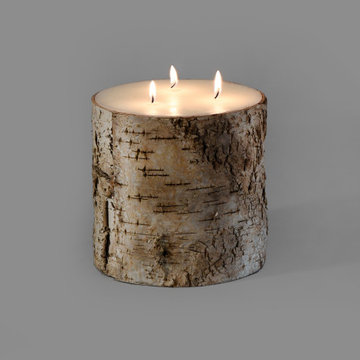 Serene Spaces Living Small Birch Bark Candle, Sold Individually, 6"x6"