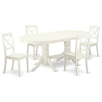 East West Furniture Vancouver 5-piece Wood Dining Table Set in Linen White