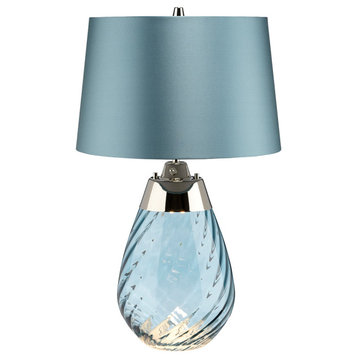 Lucas Mckearn Small Lena Iron And Glass Table Lamp With Blue Finish TLG3025S