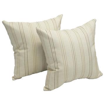 17" Jacquard Throw Pillows With Inserts, Set of 2, Summer Pinstripe