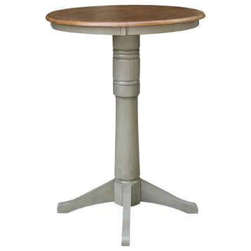 30" Round Top Pedestal Table, Distressed Hickory/Stone
