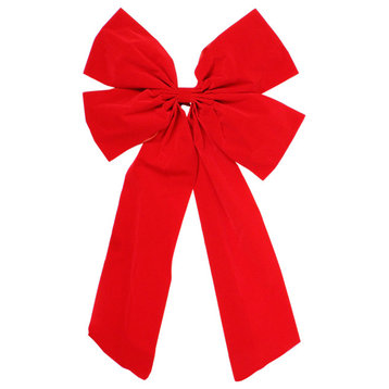 18" x 30" Red 4-Loop Velveteen Christmas Bow Decoration