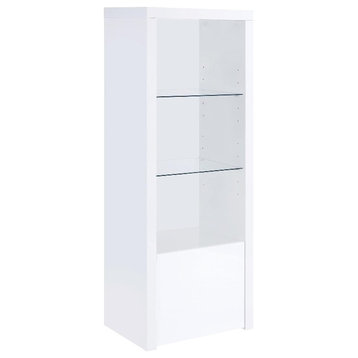 Pemberly Row 3-Shelf Modern Wood Media Tower with Lower Cabinet in White
