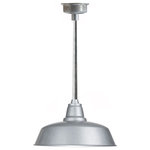 Cocoweb - 14" Farmhouse LED Pendant Light, Galvanized Silver, Galvanized Silver Downrod - Rustic Style with a Modern Twist