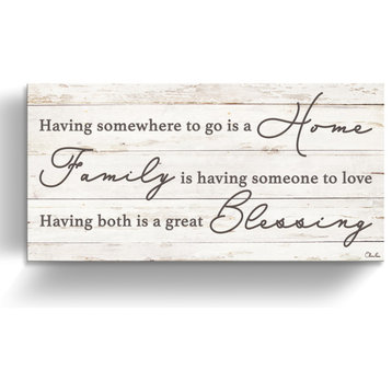 Family Blessing Wrapped Canvas Textual Harvest Wall Art, 12"x24"