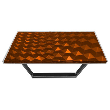 Modern Triangles Coffee Table, Epoxy Resin & Wood, Copper