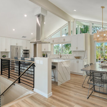 Modern Coastal Kitchen and Dining Area — Siesta Key Home Staging