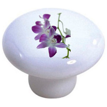 Purple Orchids Ceramic Knob