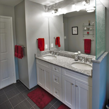 Grey Bathroom- With Red Accents