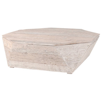 Esagono Octagonal Reclaimed Wood Coffee Table With Storage