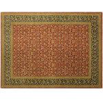 Bareens Designer Rugs - Turkish Knotted Istanbul Luann Red/Teal Wool Rug - 9'2'' x 12'2'' - Designed with a mesmerizing intricate traditional motif this glorious hand knotted rug is a masterpiece that will fill any space with sophistication and grace. An exhilarating color pallet with an elaborate design, this masterpiece features luxurious hand spun wool with all vegetable dyes to add comfort and style to your decor. The design, color and beautiful chromatic composition with a sheen in traditional and transitional designs, exude beauty, elegance and quality make this rug a masterpiece of its own.