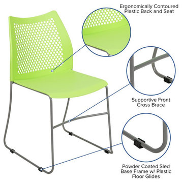 HERCULES Series 661 lb. Capacity Green Stack Chair with Air-Vent Back and...