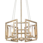 Golden Lighting - Golden Lighting 6068-4P WG Marco - 4 Light Pendant - Sleek angles, pure geometry, and industrial finishes synergize to make an ultra-modern statement in Golden Lighting's Marco collection. A striking Gunmetal Bronze finish gives warm undertones to the bold square frames, while Clear Glass cylinders surround the stately silhouettes of candelabra bulbs. The Marco pendant provides ample light with contemporary flare.  No. of Rods: 4  Assembly Required: Yes  Shade Included: Yes  Sloped Ceiling Adaptable: Yes  Canopy Diameter: 5.00  Rod Length(s): 42  Dimable: YesMarco 4 Light Pendant White Gold Clear Glass *UL Approved: YES *Energy Star Qualified: n/a  *ADA Certified: n/a  *Number of Lights: Lamp: 4-*Wattage:60w Incandescent E12 Candelabra bulb(s) *Bulb Included:No *Bulb Type:Incandescent E12 Candelabra *Finish Type:White Gold