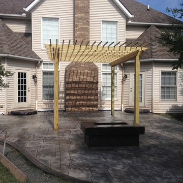 Custom natural gas fire pit, make this Large Ashlar Slate stamped patio unique!