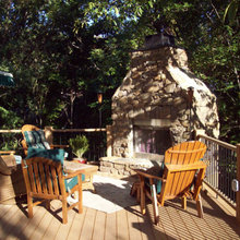 Outdoor fireplace and retention walls