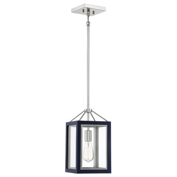 Carlton 1-Light Navy With Polished Nickel Accents Pendant