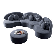 50 Most Popular Curved Sectional Sofas For 2021 Houzz 50 Most Popular Curved Sectional Sofas, Faux Leather Curved Sectional Sofa