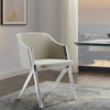 Acorn Set of 2 Arm Dining Chair, Taupe Pu Leather