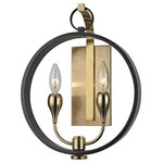 Hudson Valley Lighting - Dresden, 2 Light, Wall Sconce, Aged Old Bronze Finish - Dresden marries rudimentary elements to form a forward-thinking fixture. As sconce or pendant, a circle frames two beautiful arms. As chandelier, four bands demarcate a quadranted globe of negative space, housing a cluster of candlesticks that suggest crocuses, that hopeful ambassador of spring. As you move around this avant garde piece, it changes, making every angle a good one.