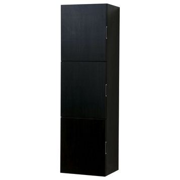 Bliss 18"W x 59"H Linen Side Cabinet, 3 Doors, Gray Oak Finish, Black