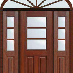 Prehung Sidelights-Transom Door 80 Fiberglass 1/2 Lite 3 Lite - Front Doors