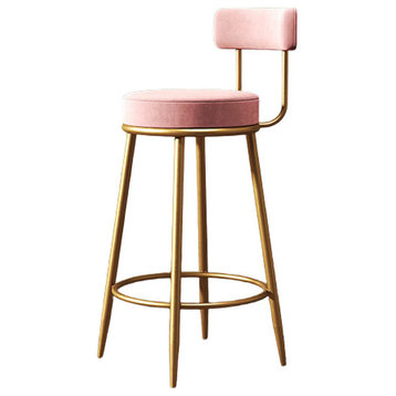 Luxury Golden Counter Stool, Pink, H29.5"