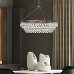 LightUpMyHome - Celeste XL Round Crystal Chandelier Hanging Chandelier Flush mount Ceiling Light - Hundreds of large and small clear glass drop crystals surround this beautiful, grand chandelier. With 12 lights and a round frame this chandelier is sure to light up your home. Now with 2 mounting options for added versatility. Hang by chain or hang semi flush to the ceiling. All the hardware is provided to hang it either way.