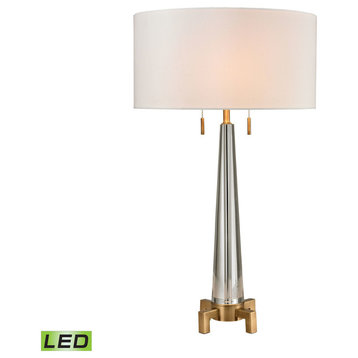 Dimond Bedford Solid Crystal LED Table Lamp, Aged Brass