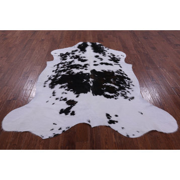 6' 10" X 6' 6" Black and White Natural Cowhide Rug C2285