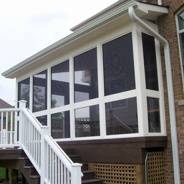 Screen Room with TimberTech Deck & Unilock Patio in Kildeer, IL